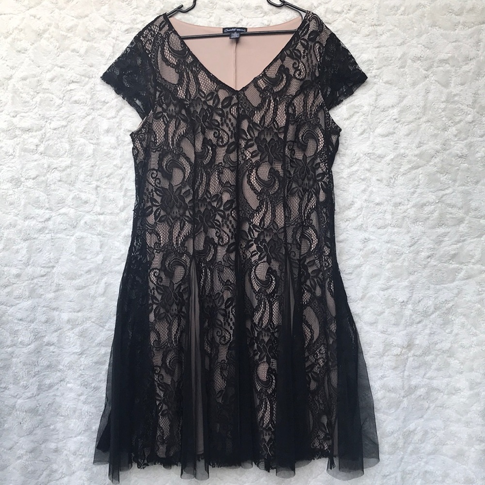 Candalite Black Lace OverlayCocktail Dress Sz2X